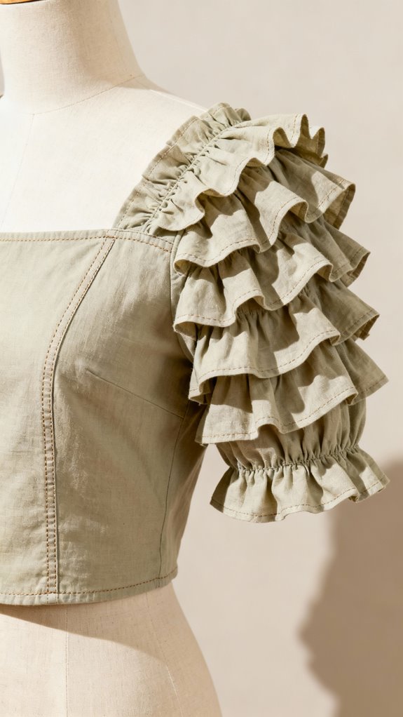 ruffled sleeves enhance crop tops