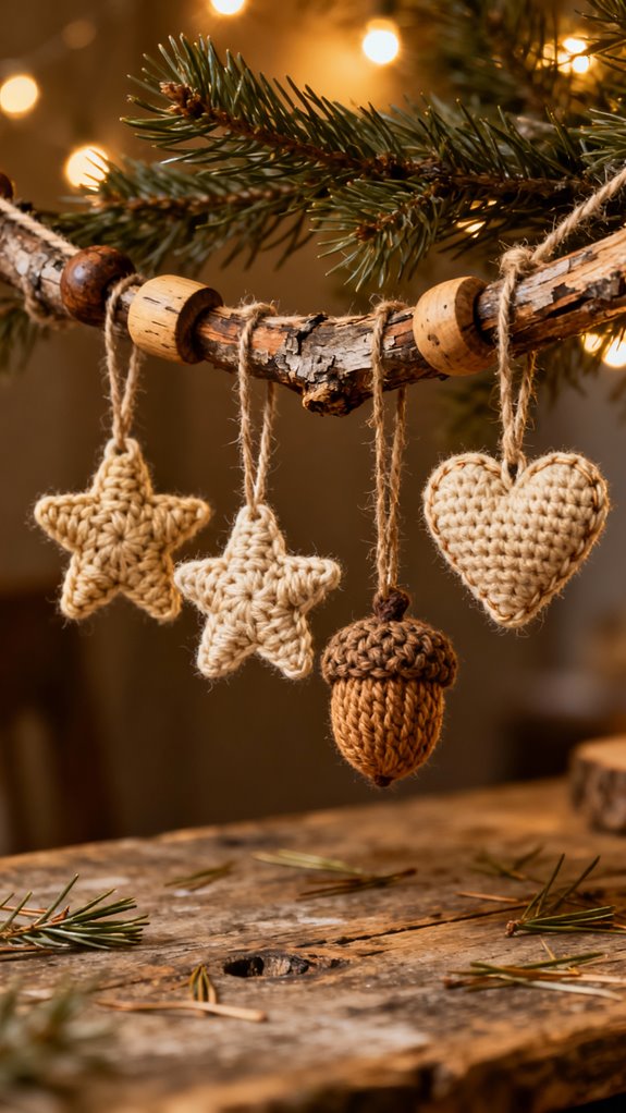 rustic beaded holiday ornaments