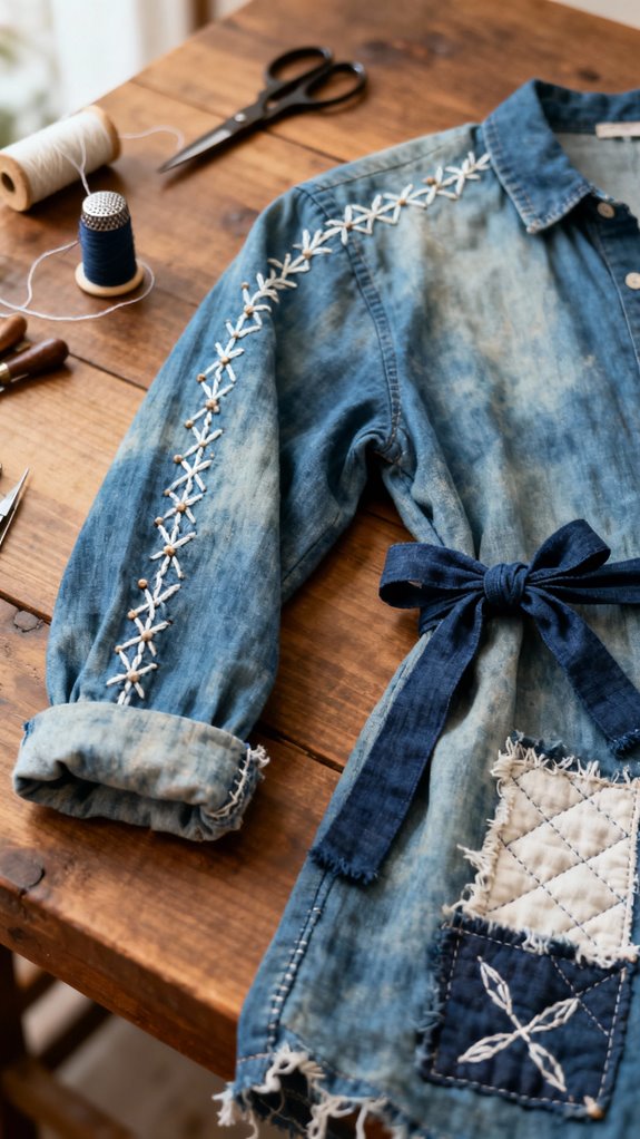 sashiko stitching shirt transformation