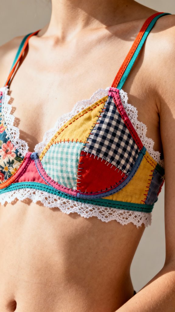 scrap fabric bralette creation