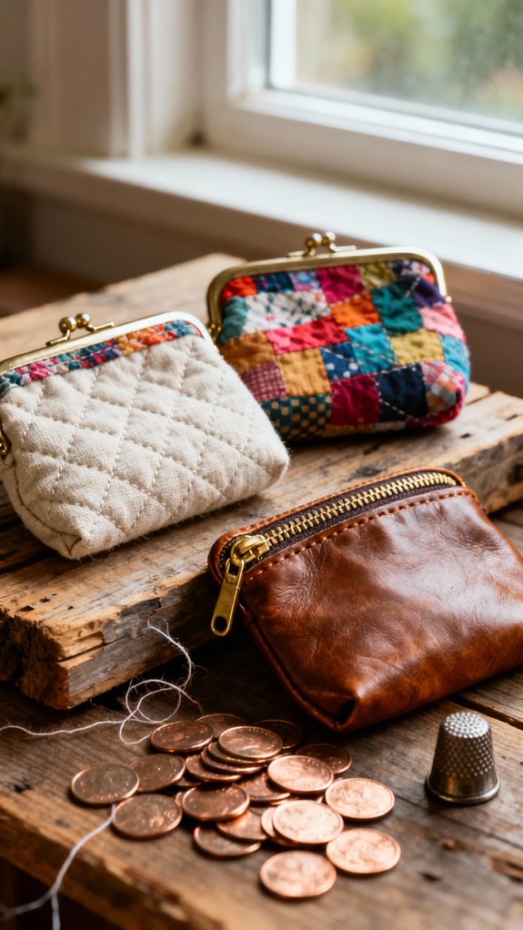 scrap fabric coin pouches