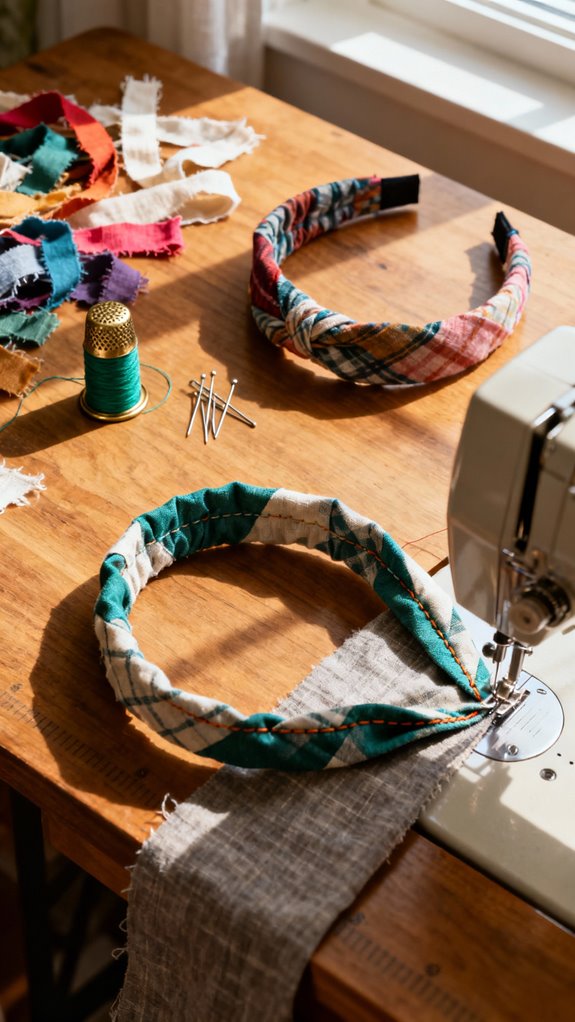 scrap fabric headband creation