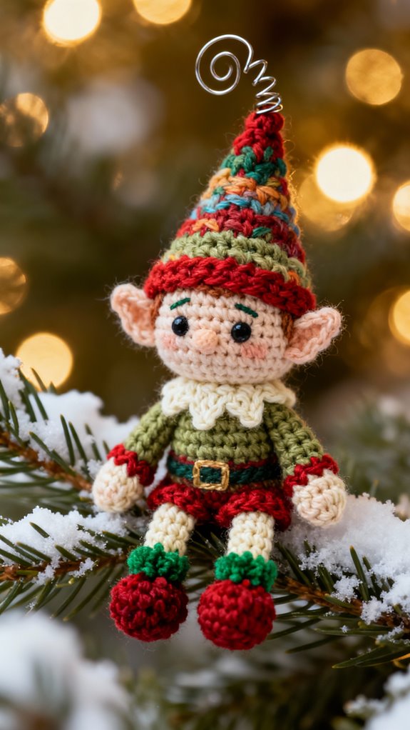 scrap yarn elf ornaments