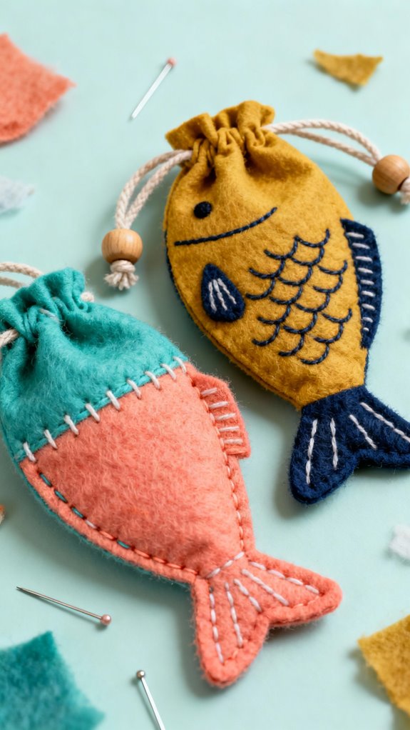 sewing felt fish bags