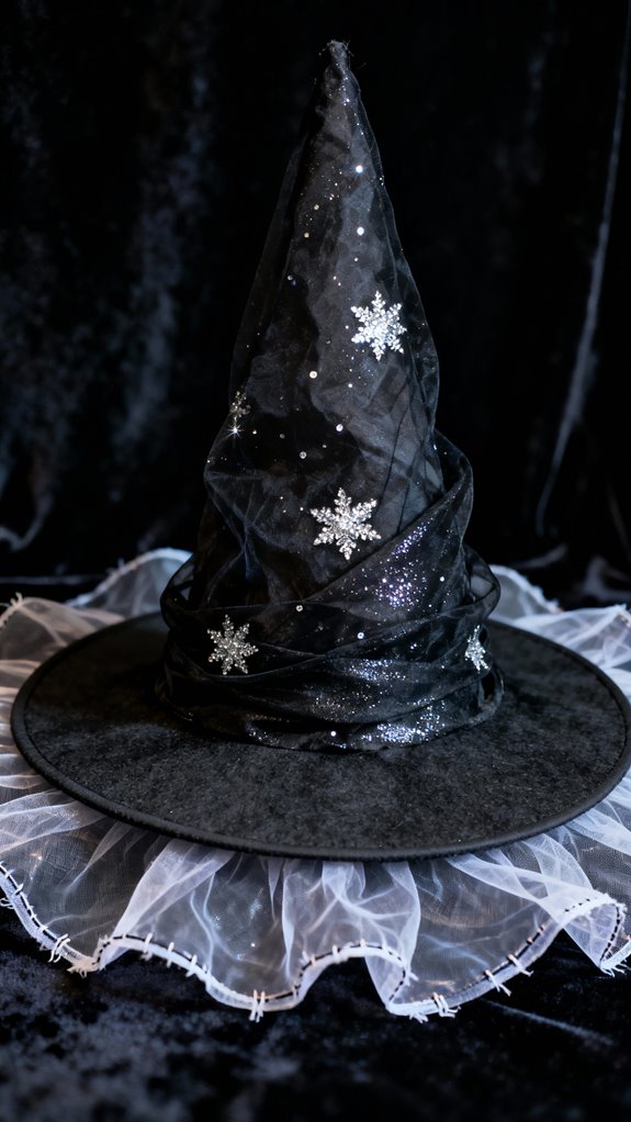 sheer glitter witch hat construction