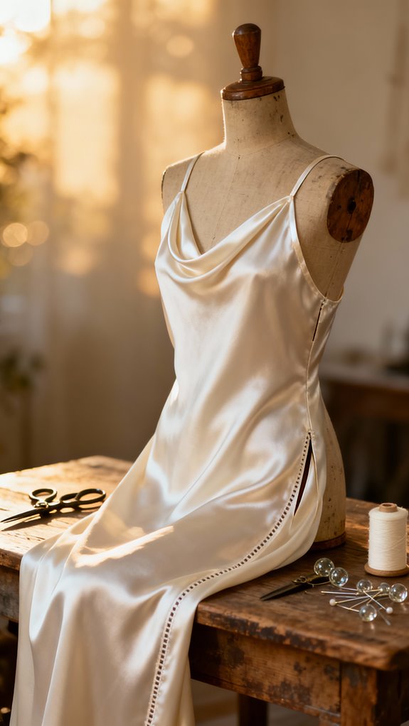 silk cowl neck slip dress
