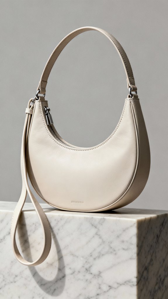 sleek curved baguette bag