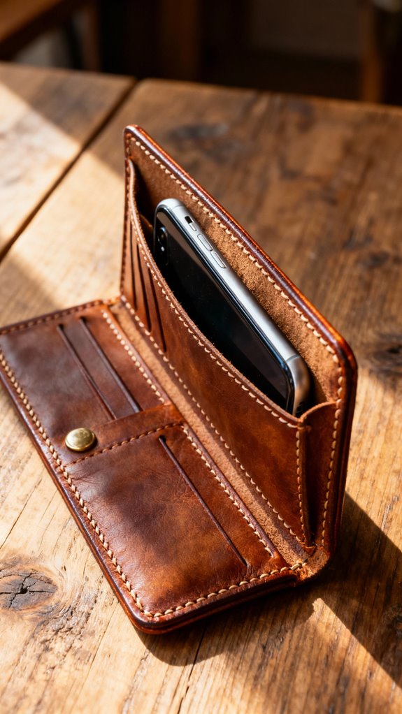 sleek wallet with phone pocket