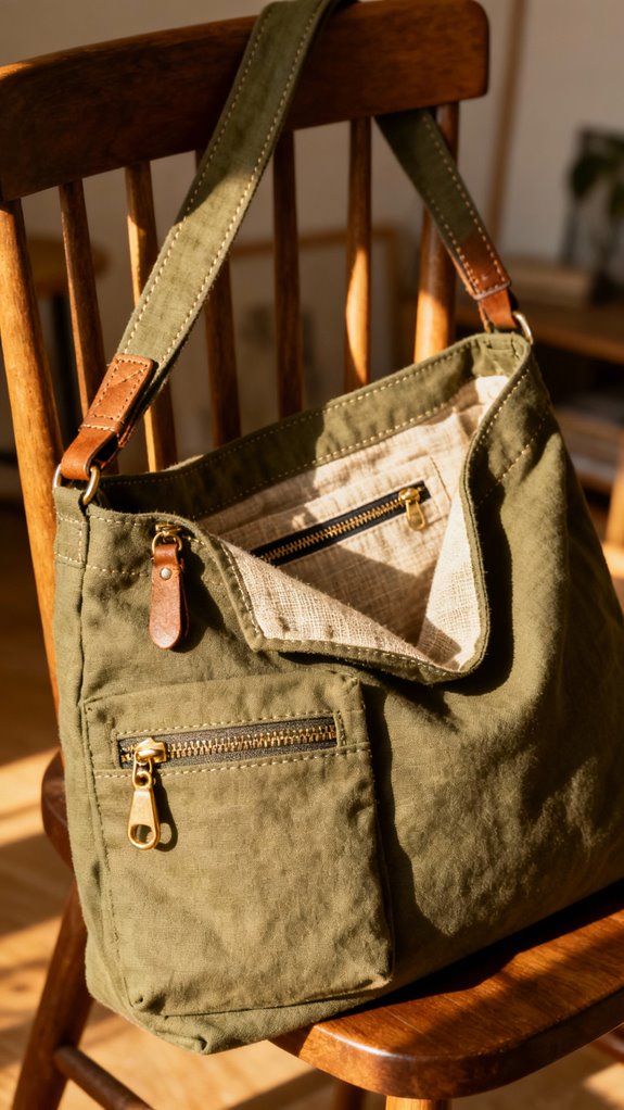 sling tote with zippered pockets