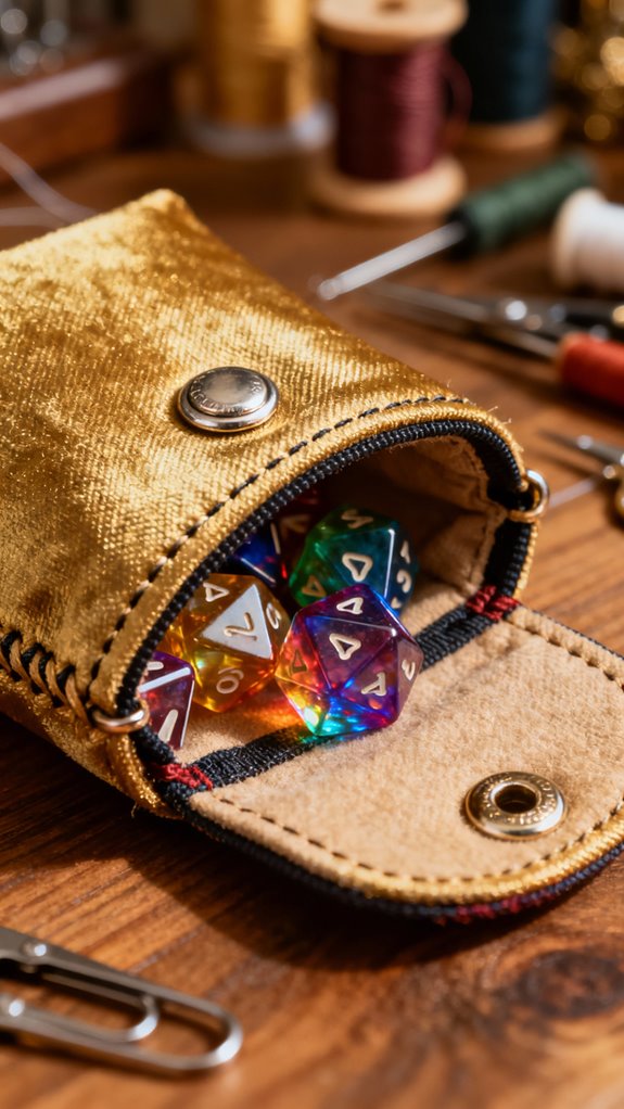 snap closure dice bag