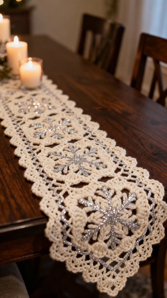 snowflake motif crochet runner