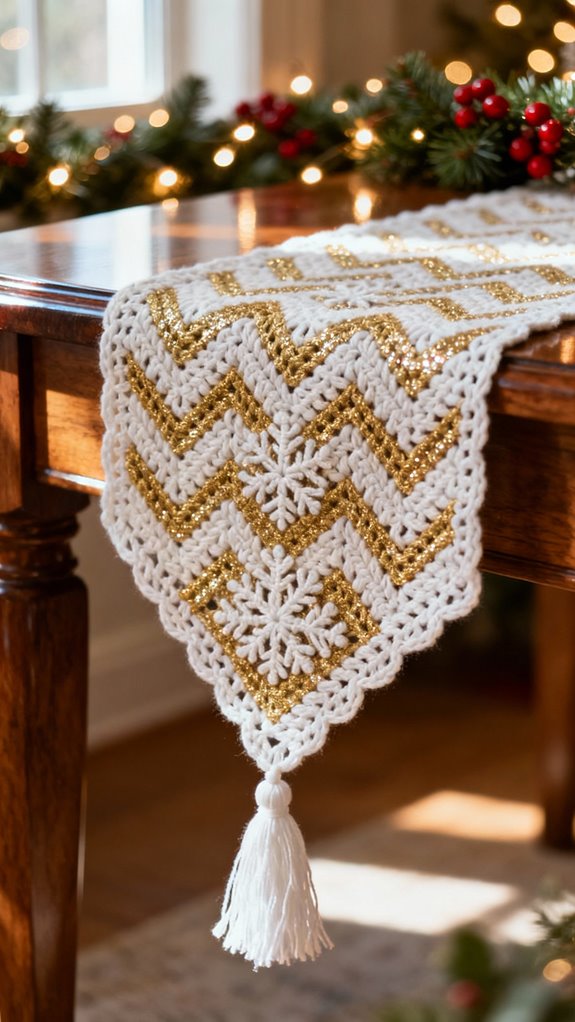 sparkly tassel table runner