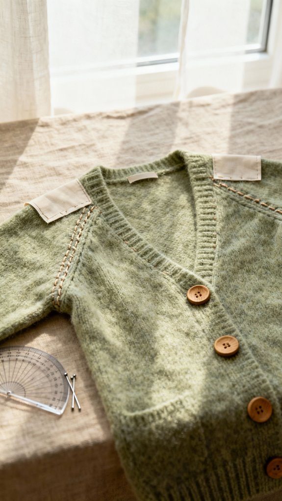 stabilize cardigan shoulder seams