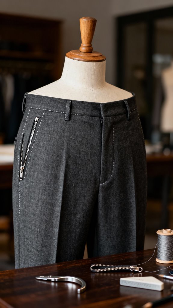 streamlined side zipper trousers