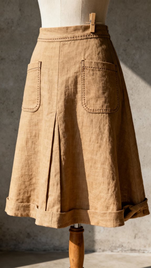 structured linen skirt pockets