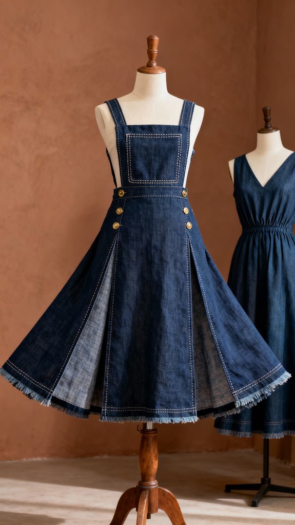 structured midi length pinafore design