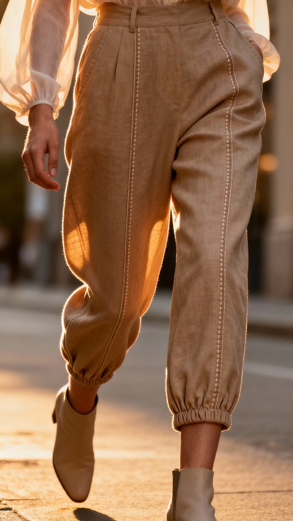 subtle curved silhouette pants