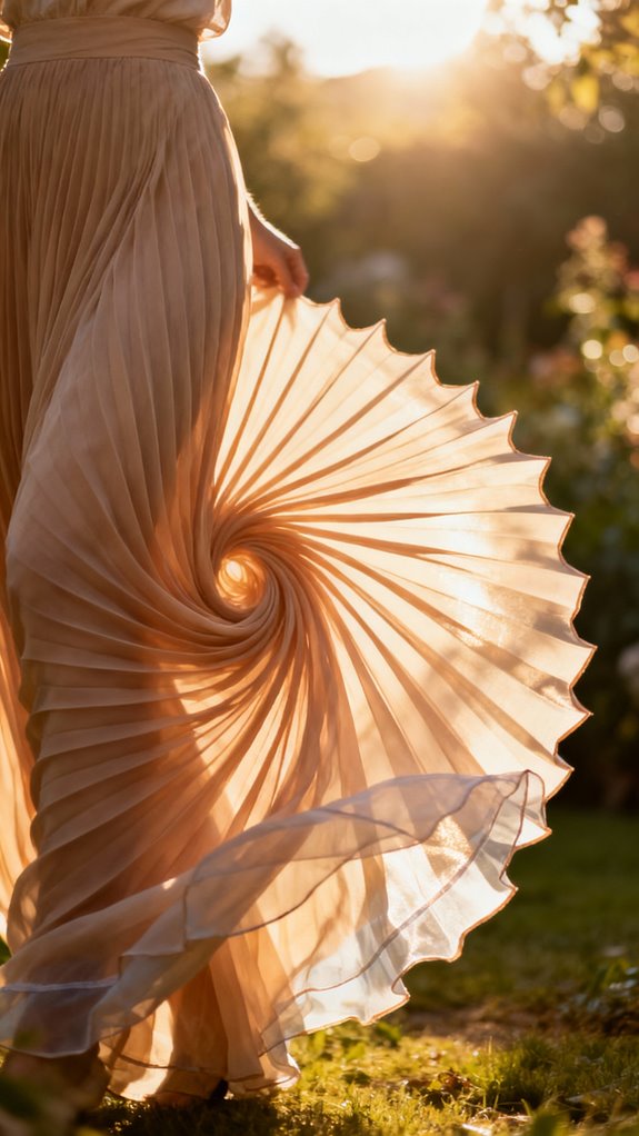 sunburst pleat maxi skirt