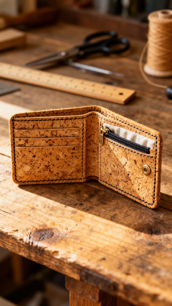 sustainable cork fabric wallet