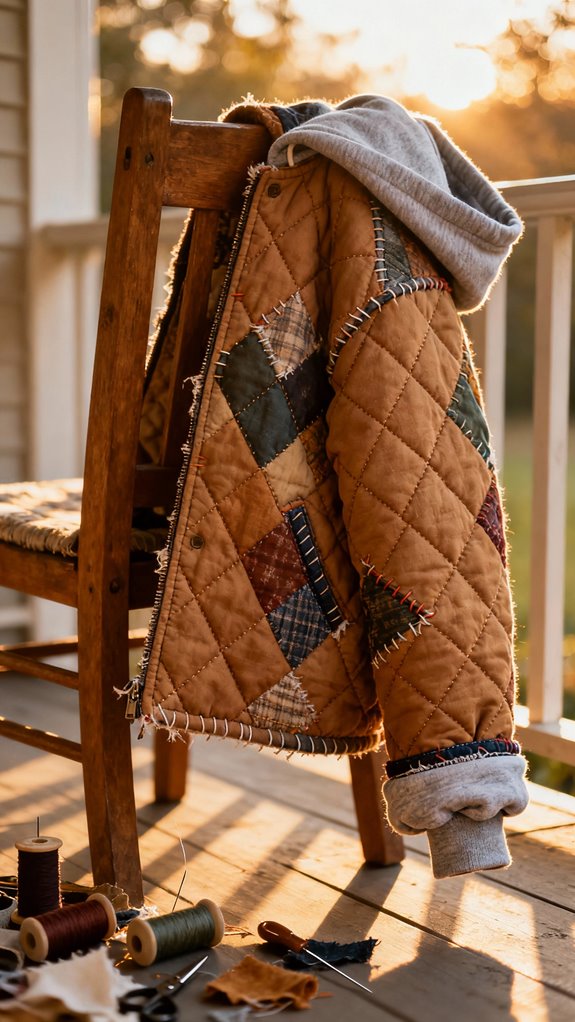 sustainable quilted sweatshirt jacket
