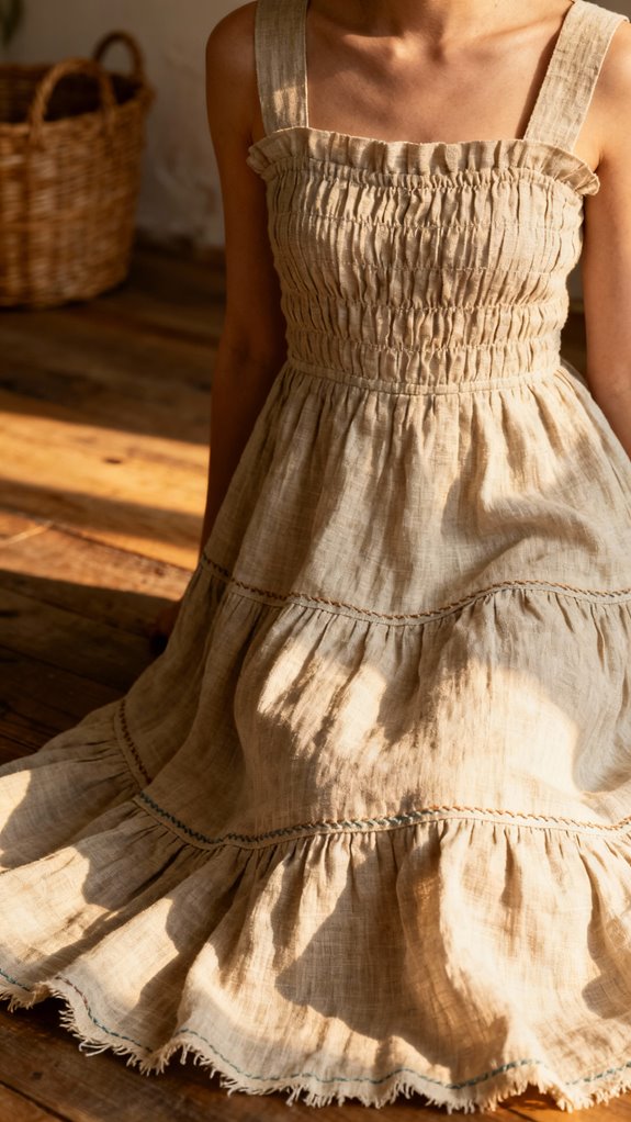 tailored bodice flowing skirt