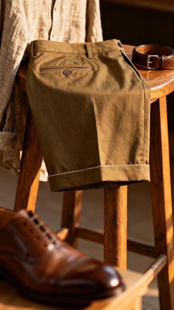 tailored chino shorts construction details
