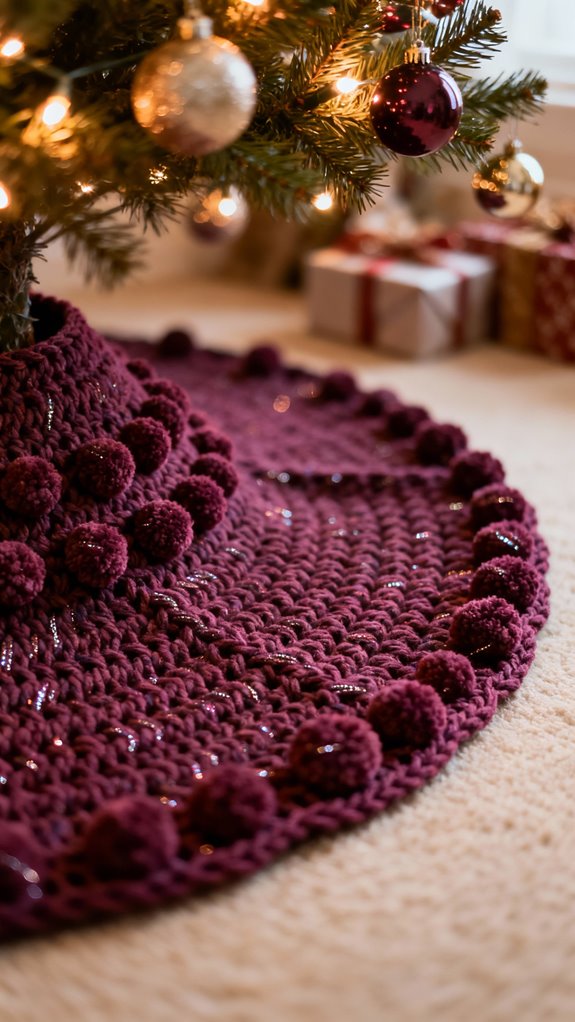 textured bobble stitch tree skirt