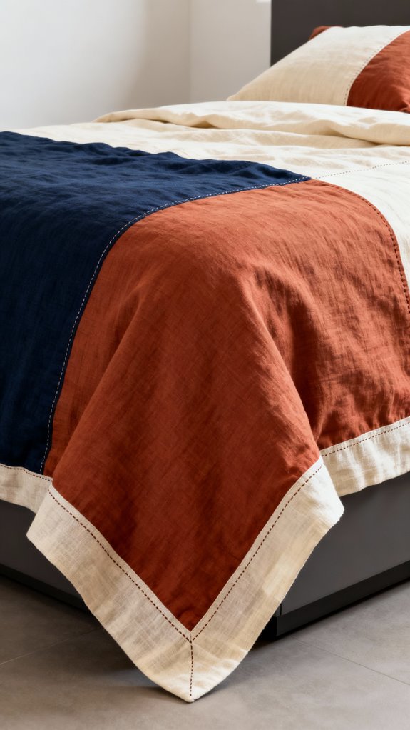 three panel color block duvet
