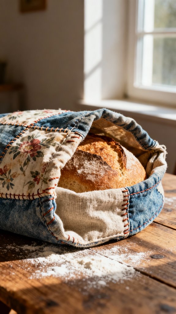 thrifted patchwork bread bag