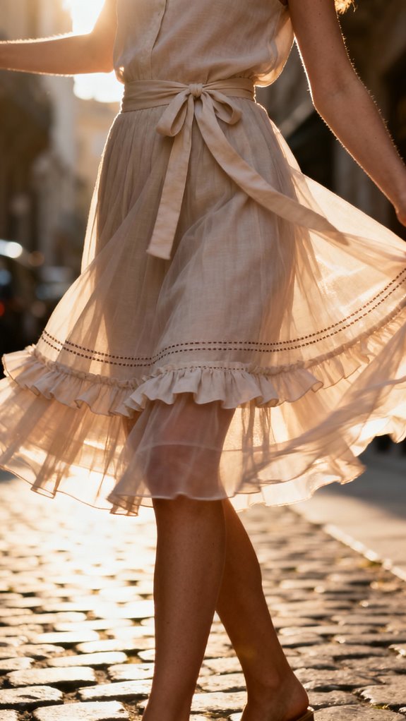 tie waists ruffled hems