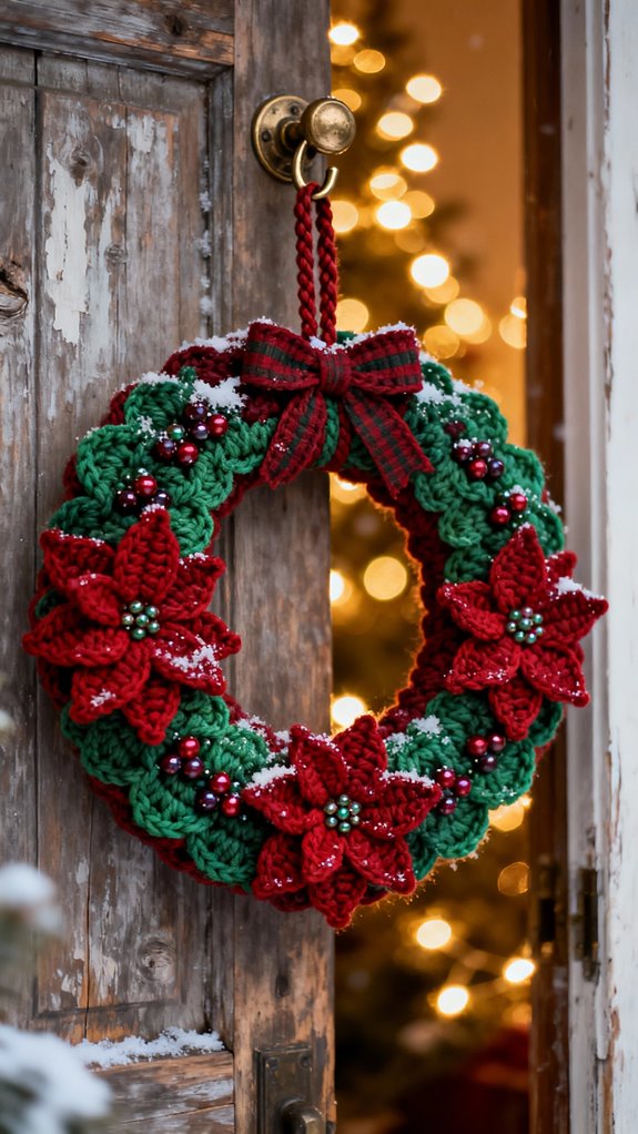 traditional red and green wreaths