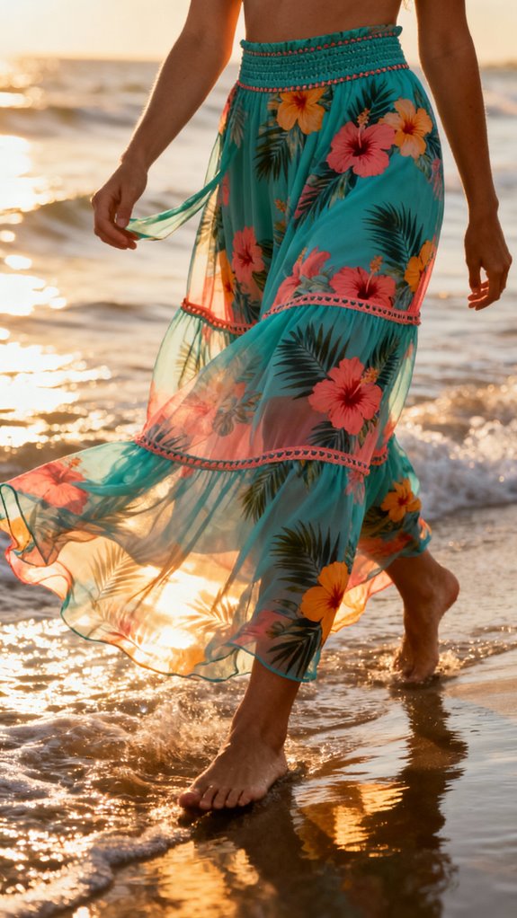 tropical print maxi skirt