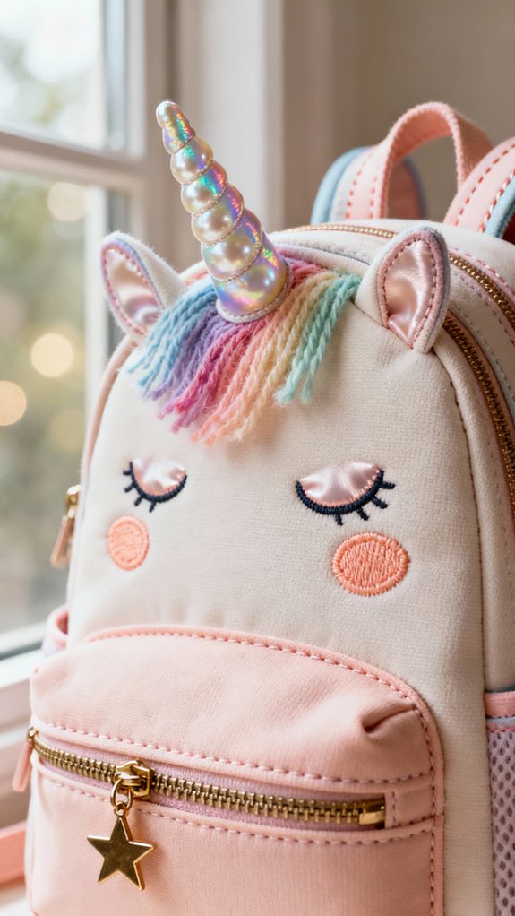 unicorn themed functional backpack design