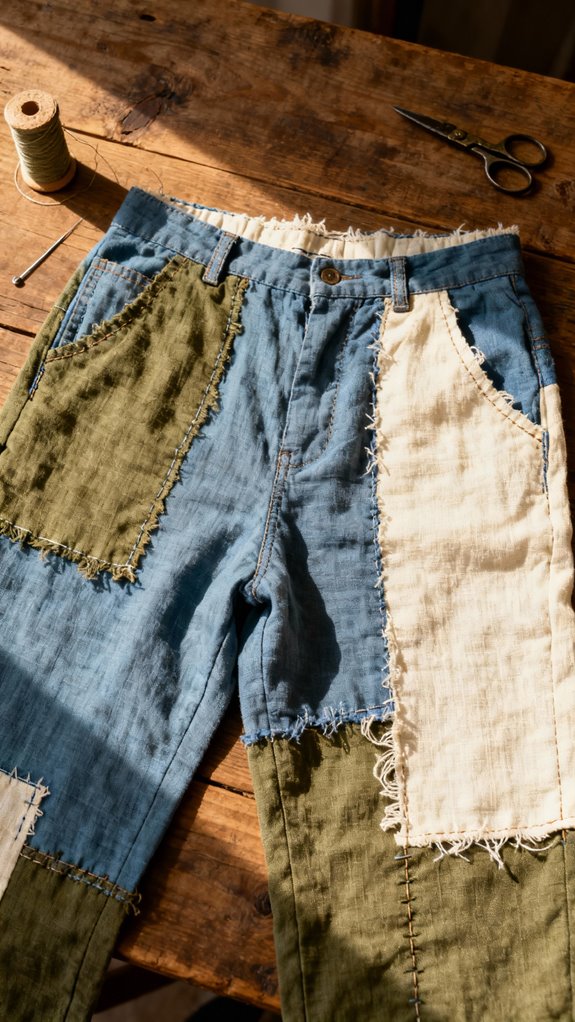 unique patchwork linen pants