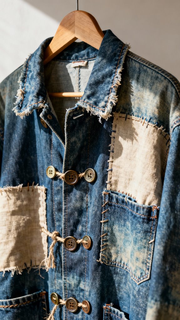 upcycled coat with buttons