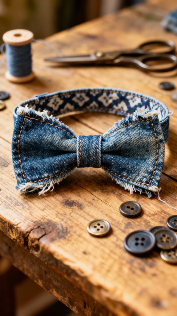 upcycled denim bow ties