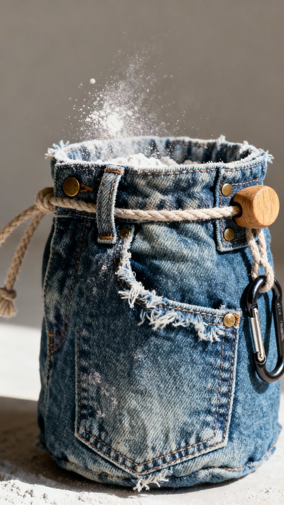upcycled denim chalk bag
