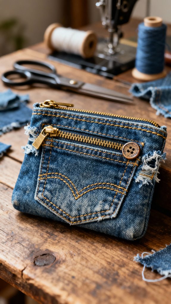 upcycled denim coin purses