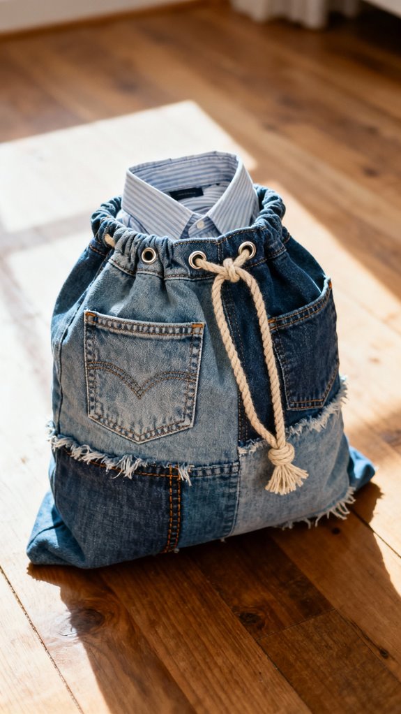 upcycled denim laundry bags
