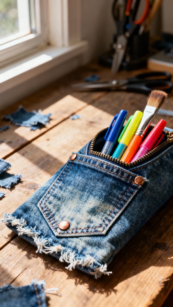 upcycled denim pencil case