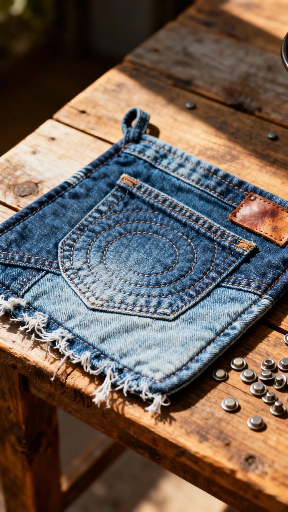 upcycled denim pot holders