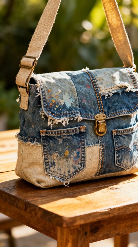 upcycled denim shoulder bag