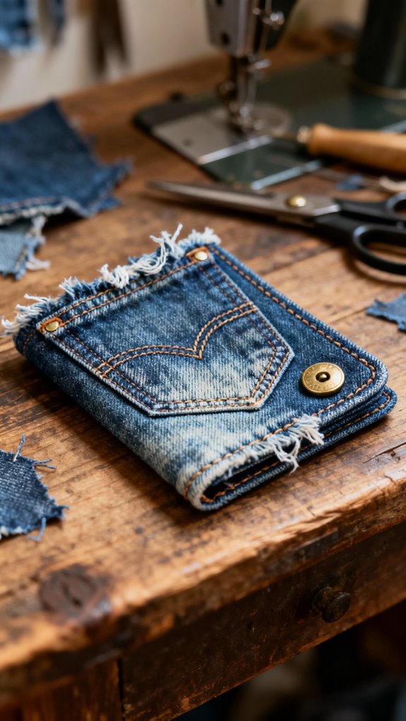 upcycled denim wallet creation