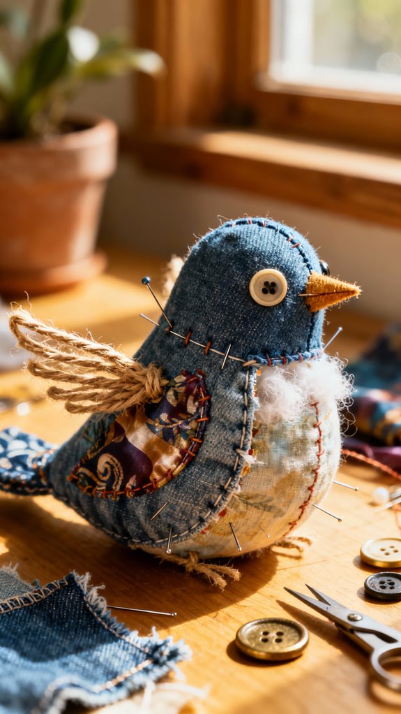upcycled fabric bird creations