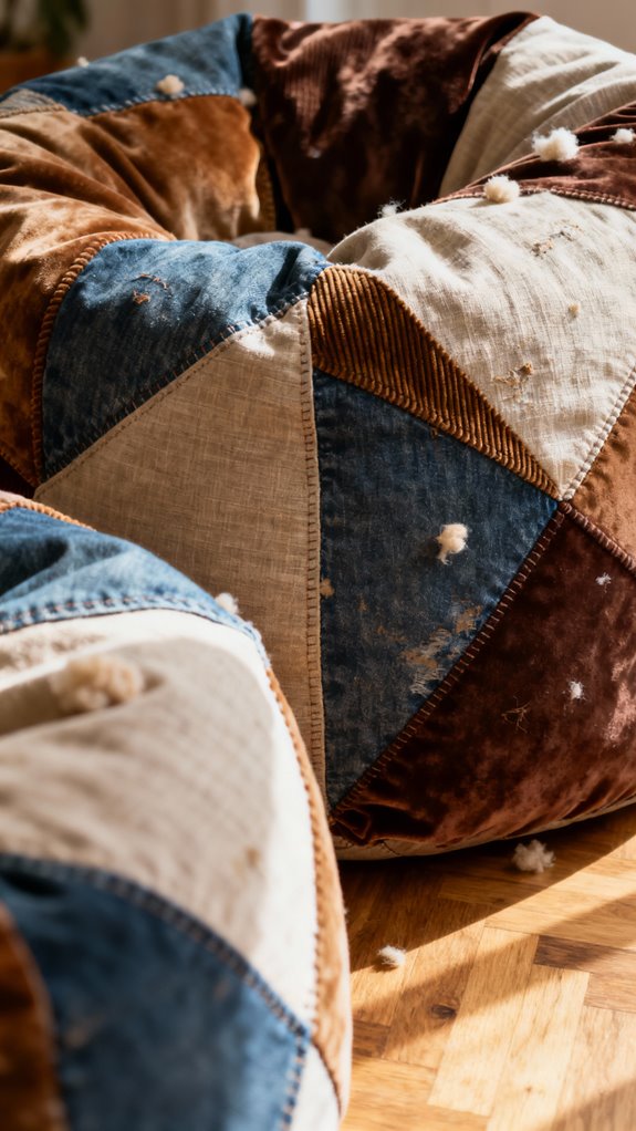 upcycled patchwork bean bag