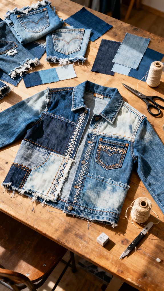 upcycled patchwork denim creation