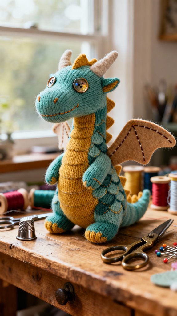 upcycled sock dragon crafting