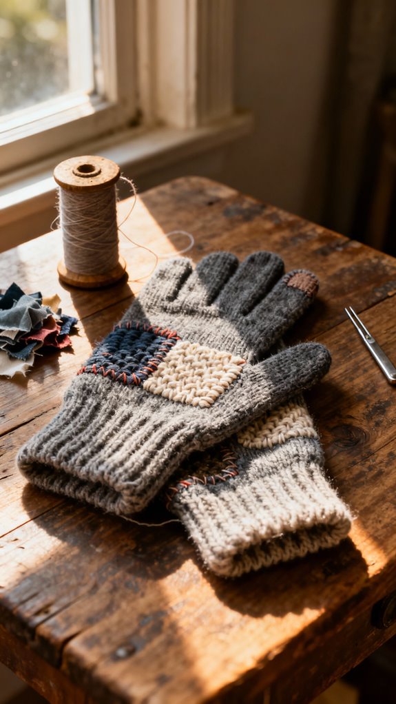upcycled sweater mitten project