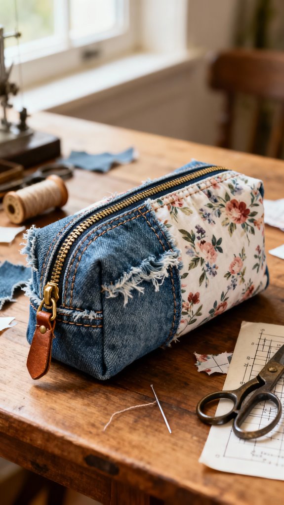 upcycled toiletry bag project