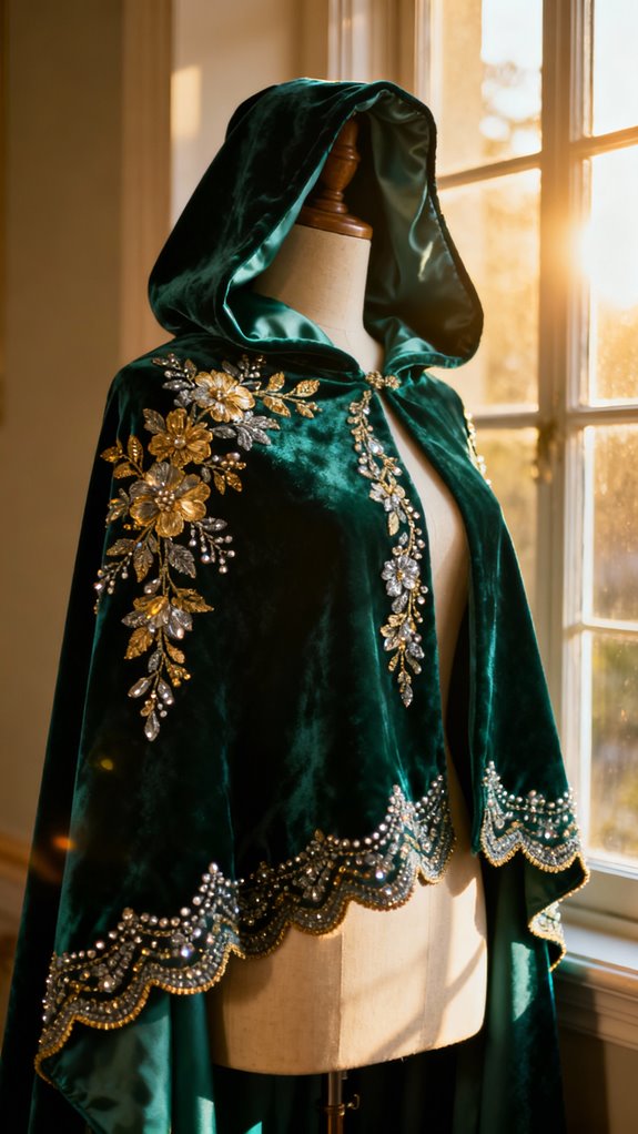 velvet cloak with embroidery